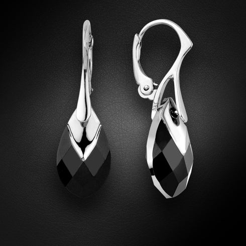 Sudraba auskari "Baroka II (Jet Light Chrome)" ar Swarovski™ kristāliem